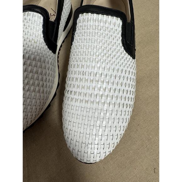 Bacco Bucci Shoes Mens Size 9.5 White Black LAMA Woven Slip On Loafers Casual main image 5